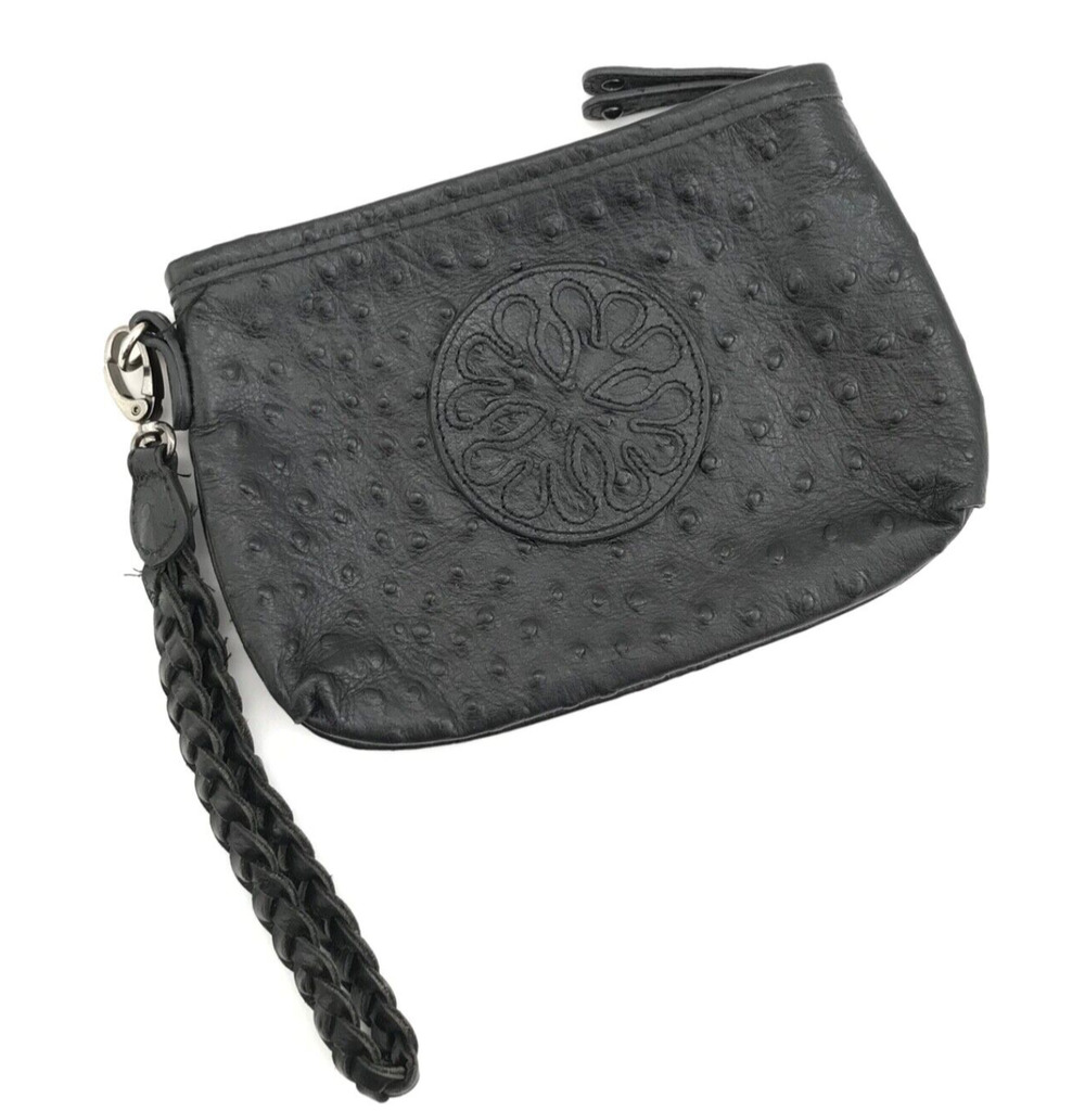 Audrey Brooke Ostrich Skin Embossed Genuine Leather Pouch / Wristlet
